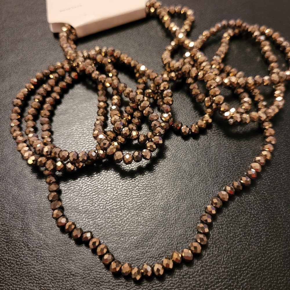 a new day Metallic Gold Faceted Beaded Necklace
